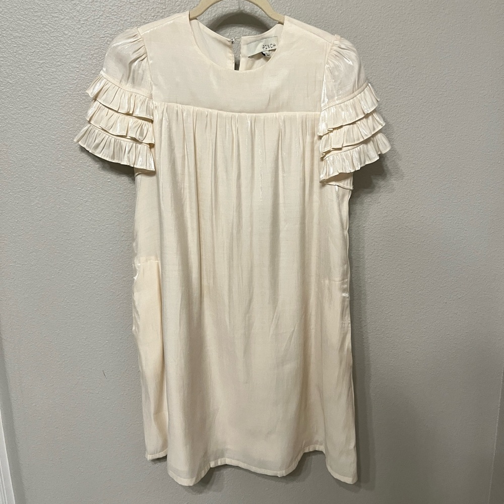 Pinch ruffle sleeve dress